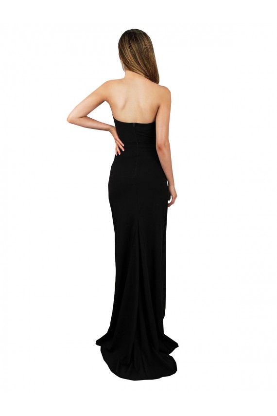 Low Back Black Column High Neck Long Formal Dress