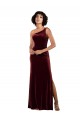 Burgundy Column One Shoulder Long Formal Dress