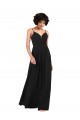 Open Back Black Column V-Neck Long Formal Dress