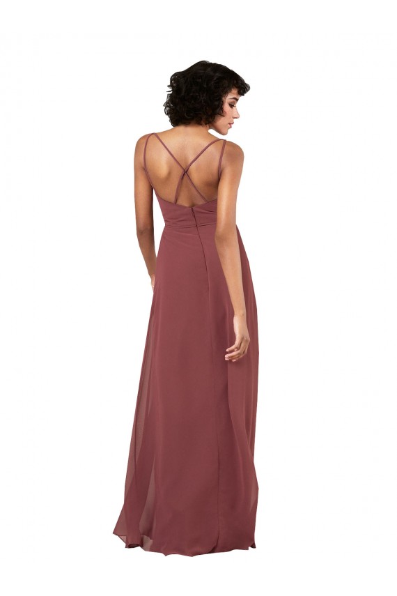 Open Back Black Column V-Neck Long Formal Dress