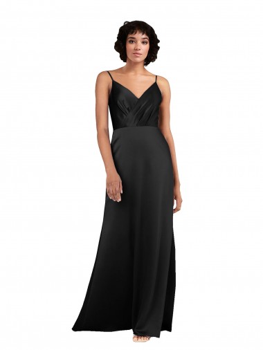 Cheap Black Column V-Neck Long Formal Dress UK