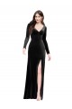 V-Back Black Column V-Neck Long Formal Dress