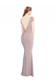Tie Back Dusty Pink Mermaid Boat Neck Long Formal Dress