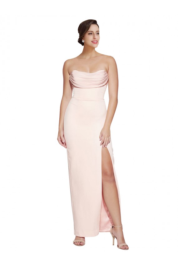 Low Back Mermaid Cowl Neck Long Formal Dress
