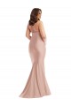 Open Back Dusty Pink Mermaid Halter Neck Long Formal Plus Size Formal Dress