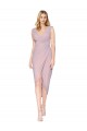 V-Back Primrose Mermaid High Neck Cocktail Length High Low Formal Dress