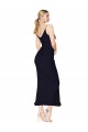 V-Back Dark Navy Mermaid High Neck Knee Length Formal Dresses