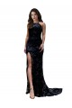 Open Back Black Mermaid High Neck Long Black Tie Formal Dress