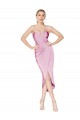 Orchid Mermaid High Neck Knee Length High Low Formal Dress