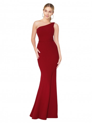 Cheap Burgundy Mermaid High Neck Long Formal Dress UK
