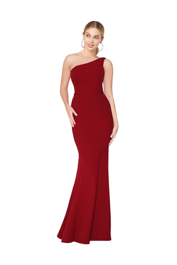 Burgundy Mermaid High Neck Long Formal Dress
