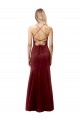 Open Back Burgundy Gold Mermaid High Neck Long Formal Dress