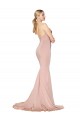 Low Back Mauve Mermaid High Neck Long Formal Dress