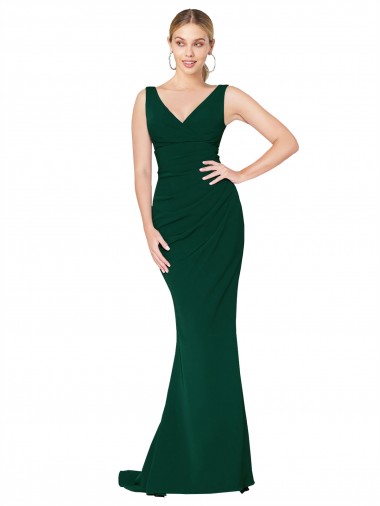 Cheap Midnight Green Mermaid High Neck Long Formal Dress UK