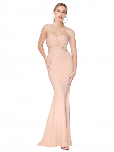 Cheap Nude Mermaid High Neck Long Formal Dresses UK