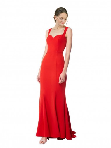 Cheap Red Mermaid High Neck Long Sweetheart Formal Dress UK