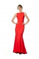 Open Back Red Mermaid High Neck Long Formal Gowns