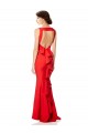 Open Back Red Mermaid High Neck Long Formal Gowns