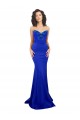 Low Back Royal Blue Mermaid High Neck Long Formal Dress