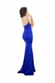 Low Back Royal Blue Mermaid High Neck Long Formal Dress