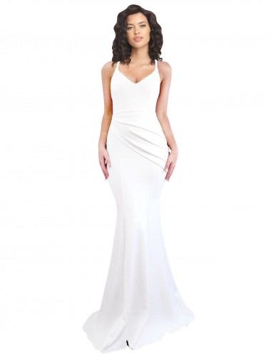 Cheap Low Back White Mermaid High Neck Long Black Tie Formal Dress UK
