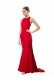 Open Back Red Mermaid High Neck Long Formal Dress