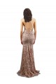 Open Back Rose Gold Mermaid High Neck Long Formal Dress