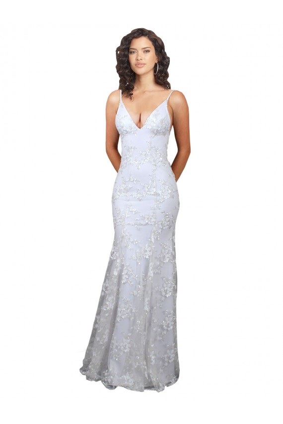 Open Back White Mermaid High Neck Long Formal Dress