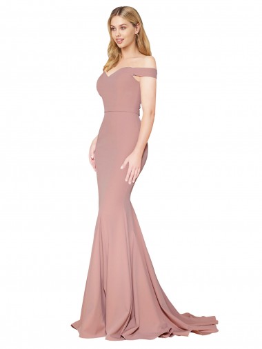 Cheap Dusty Pink Mermaid High Neck Sweep Train Formal Dress UK