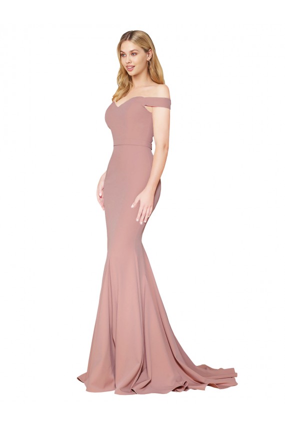 Dusty Pink Mermaid High Neck Sweep Train Formal Dress