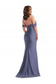 Low Back French Blue Mermaid Off the Shoulder Long Black Tie Plus Size Formal Dress
