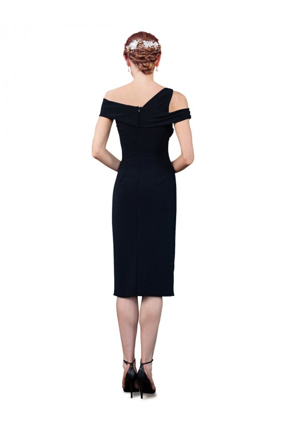 Dark Navy Mermaid Off the Shoulder Cocktail Length Formal Dress