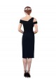 Dark Navy Mermaid Off the Shoulder Cocktail Length Formal Dress