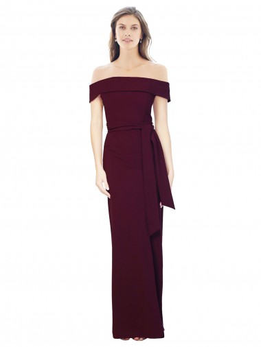 Cheap Low Back Burgundy Gold Mermaid Off the Shoulder Long Formal Dress UK