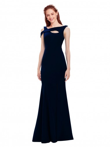 Cheap Dark Navy Mermaid Off the Shoulder Long Formal Dress UK