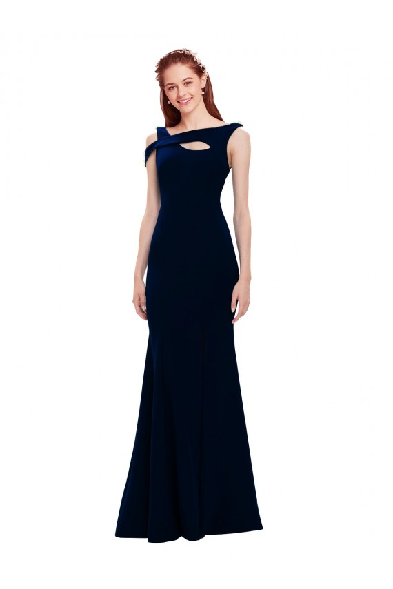 Dark Navy Mermaid Off the Shoulder Long Formal Dress