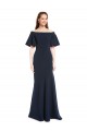 Dark Navy Mermaid Off the Shoulder Long Formal Dresses