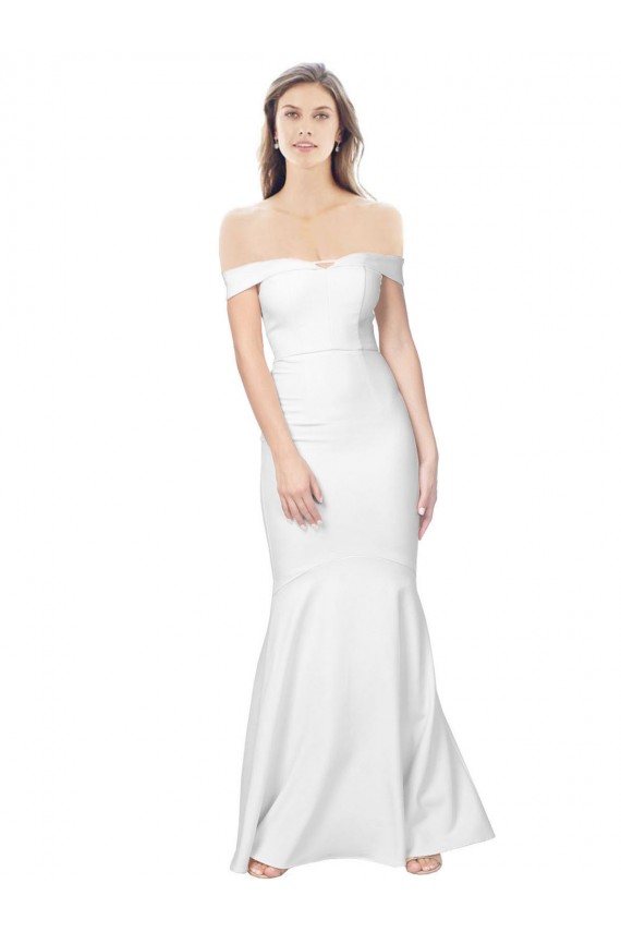 Low Back Ivory Mermaid Off the Shoulder Long Formal Dress