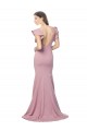 V-Back Dusty Pink Mermaid Round Neck Sweep Train Formal Dress
