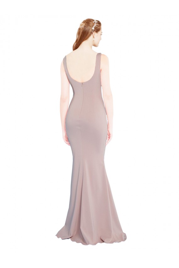 Dusty Pink Mermaid Scoop Neck Long Formal Dress