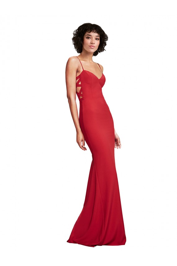 Red Mermaid Spaghetti Straps Long Formal Dress