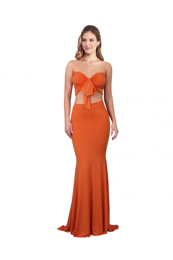 Orange Mermaid Strapless Long Formal Dress
