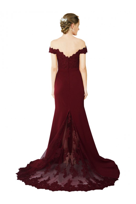 V-Back Burgundy Gold Mermaid Sweetheart Sweep Train Formal Dress