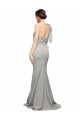 Low Back Oyster Silver Mermaid Sweetheart Sweep Train Formal Dress