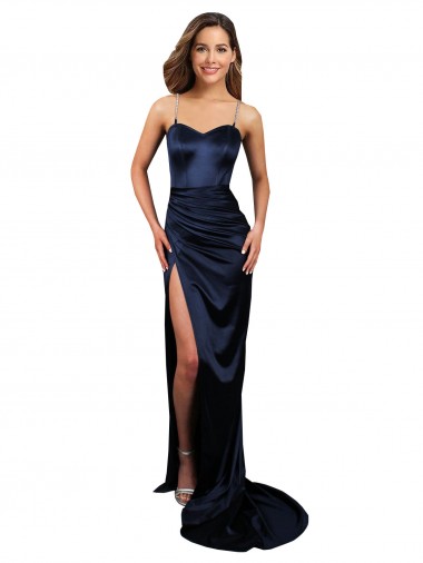 Cheap Dark Navy Mermaid Sweetheart Long Formal Dress UK