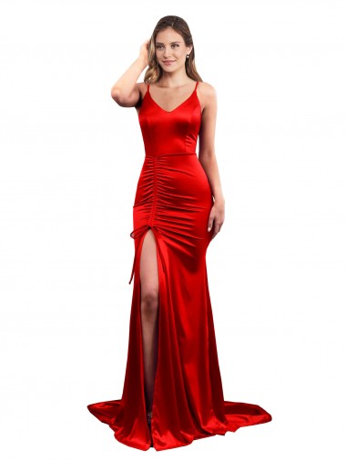 Cheap Low Back Red Mermaid Sweetheart Long Formal Dress UK