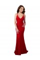 Open Back Red Mermaid V-Neck Long Formal Dresses
