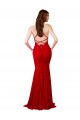 Open Back Red Mermaid V-Neck Long Formal Dresses