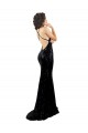 Open Back Black Mermaid V-Neck Long Black Tie Formal Dress