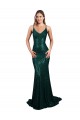 Low Back Dark Green Mermaid V-Neck Long Formal Dress